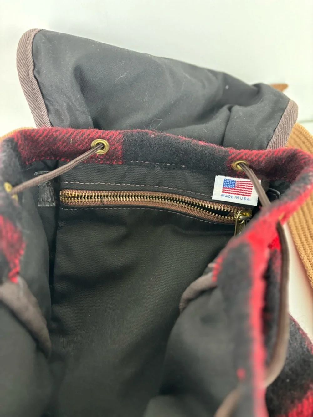 Woolrich X Frost River Backpack-Wool Red Buffalo Plaid & Leather-Made in USA